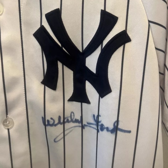WHITEY FORD YANKEES HOF  SIGNED AUTO JERSEY MAJESTIC AUTHENTIC BY GLOBAL - Picture 4 of 12